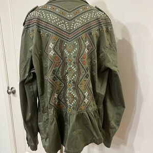 Embroidered Olive Green Jacket
